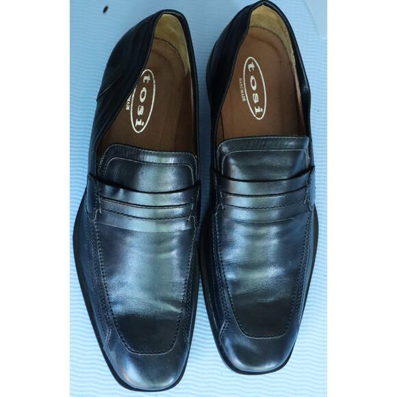 Tosi HANDMADE Black Leather Loafers Men Dress Shoe 9 Slip on Romania Square Toe main image 5